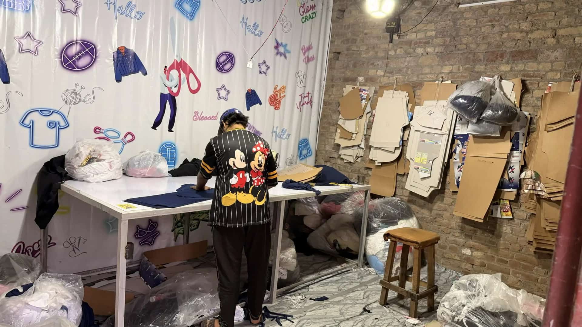 Custom decoration and embroidery setup at Mughal Apparel factory